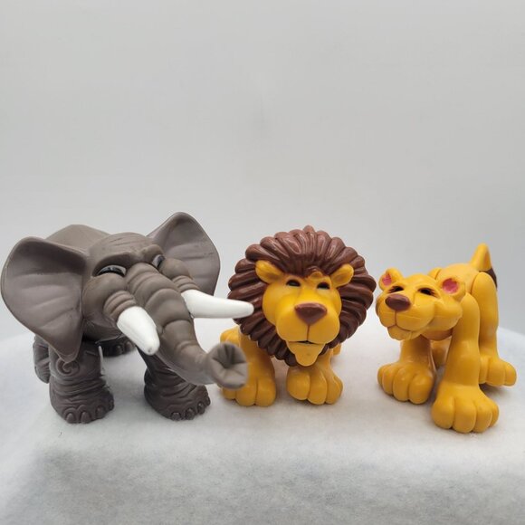 Fisher Price Animal Families LIONS & ELEPHANT Figures Jointed Vintage 1995 - Picture 1 of 11